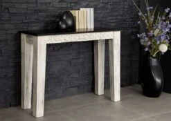 Console 110x40 Manguier Ciré Blanc Antique CASTLE-ANTIK #241