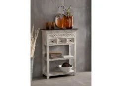 Console 80x35 Manguier Ciré Blanc Antique CASTLE-ANTIK #235