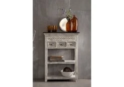 Console 80x35 Manguier Ciré Blanc Antique CASTLE-ANTIK #235 -Massivmoebel24 05 100 810 1045 3