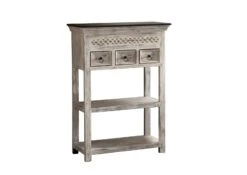 Console 80x35 Manguier Ciré Blanc Antique CASTLE-ANTIK #235 -Massivmoebel24 05 100 810 1045 9