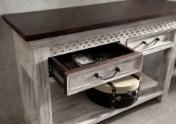 Console 115x40 Manguier Ciré Blanc Antique CASTLE-ANTIK #269 -Massivmoebel24 05 100 810 1054 4