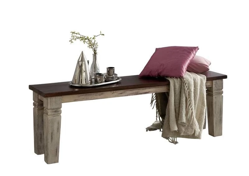 Banc 120x35 Manguier Ciré Blanc Antique CASTLE-ANTIK #145 5 Banc 120x35 Manguier Ciré Blanc Antique CASTLE-ANTIK #145 – Image 5