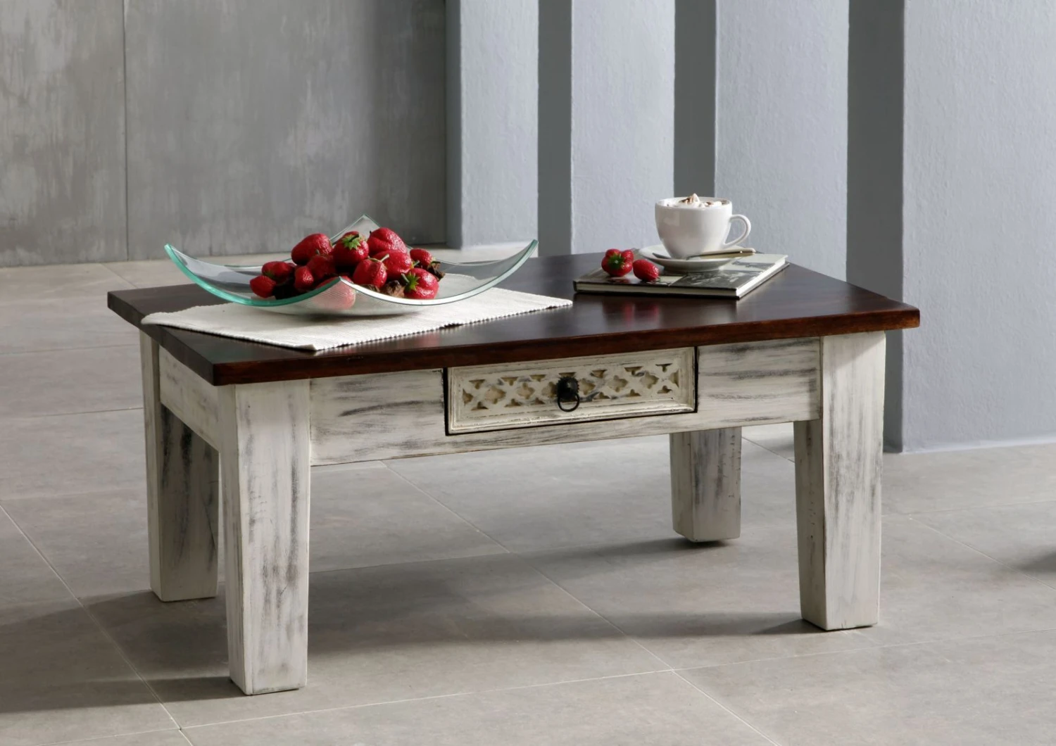 Table Basse 90x60 Manguier Ciré Blanc Antique CASTLE-ANTIK #247 1 Table Basse 90x60 Manguier Ciré Blanc Antique CASTLE-ANTIK #247