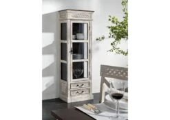 Vitrine 55x40 Manguier Ciré Blanc Antique CASTLE-ANTIK #207