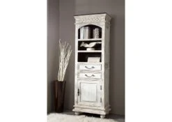 Vitrine 60x40 Manguier Ciré Blanc Antique CASTLE-ANTIK #213