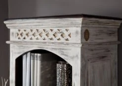 Vitrine 60x40 Manguier Ciré Blanc Antique CASTLE-ANTIK #213 -Massivmoebel24 05 320 810 1009 7