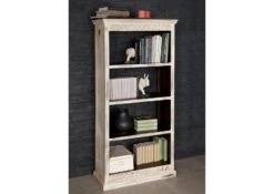 Étagère 85x40 Manguier Ciré Blanc Antique CASTLE-ANTIK #223