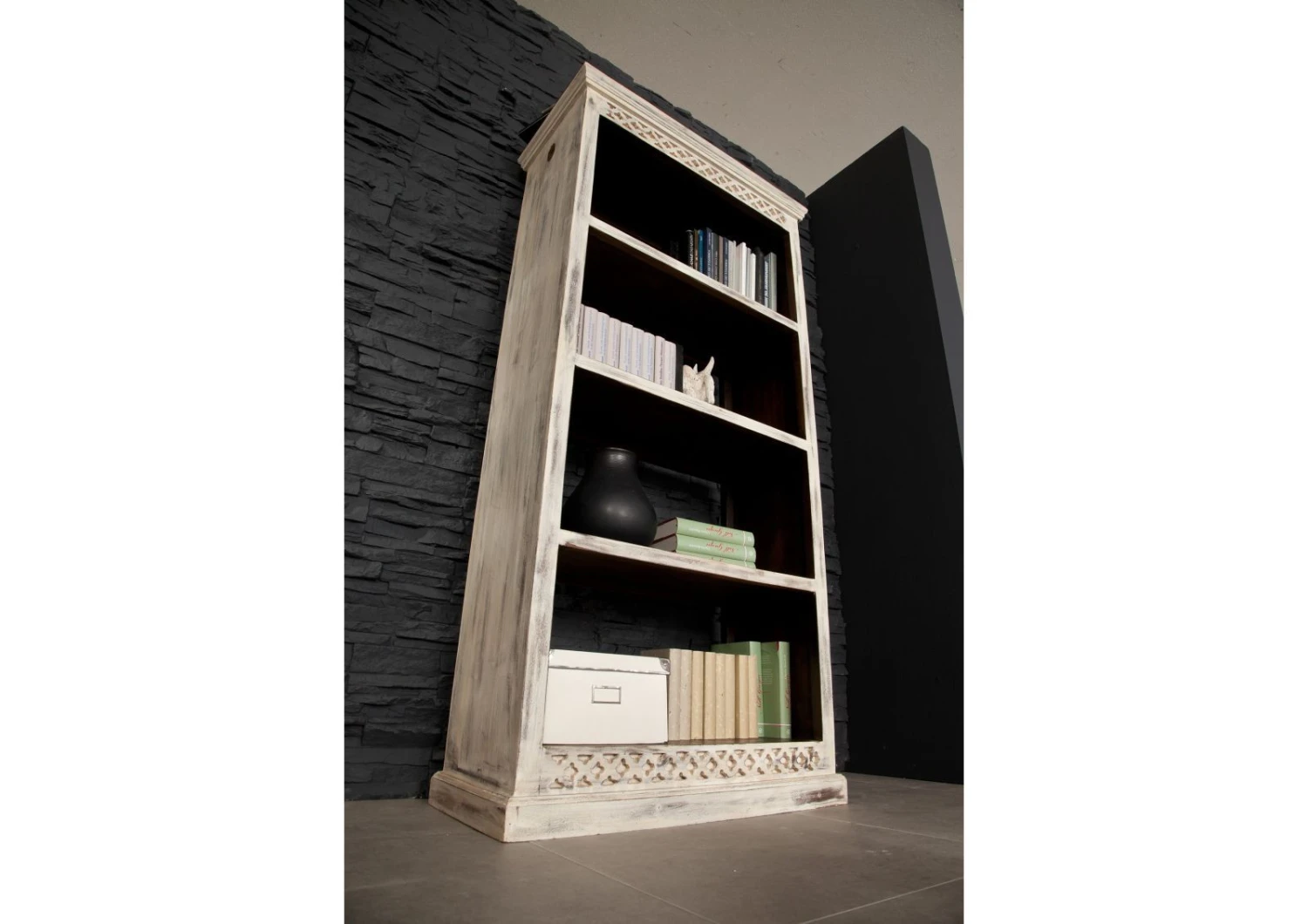 Étagère 85x40 Manguier Ciré Blanc Antique CASTLE-ANTIK #223 2 Étagère 85x40 Manguier Ciré Blanc Antique CASTLE-ANTIK #223 – Image 2