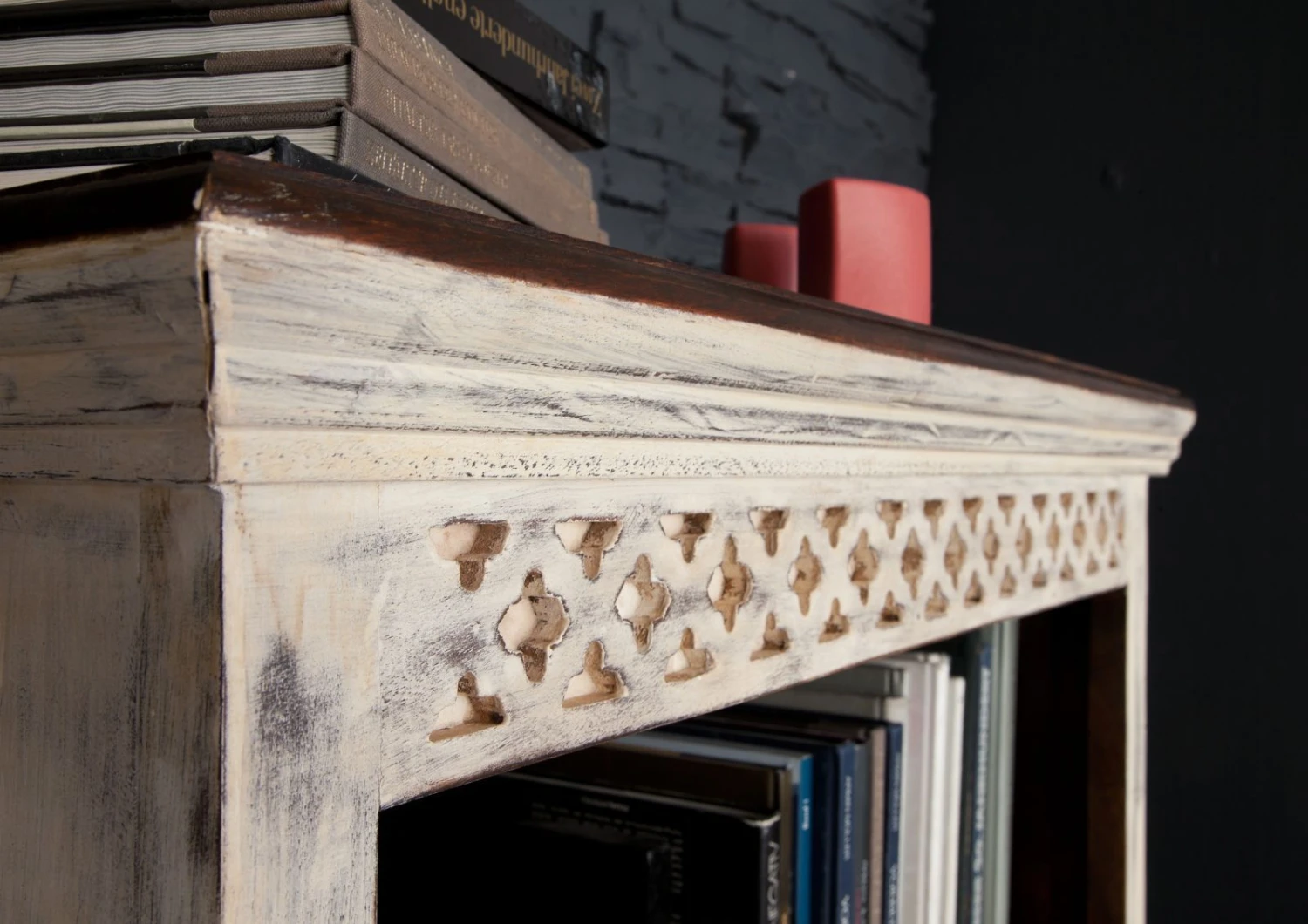 Étagère 85x40 Manguier Ciré Blanc Antique CASTLE-ANTIK #223 4 Étagère 85x40 Manguier Ciré Blanc Antique CASTLE-ANTIK #223 – Image 4