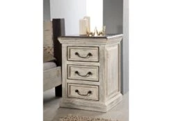 Petite Commode 45x40 Manguier Ciré Blanc Antique CASTLE-ANTIK #65