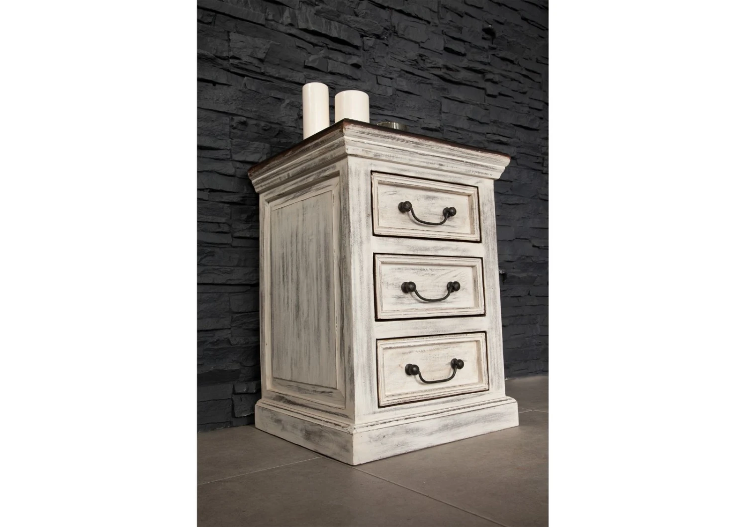 Petite Commode 45x40 Manguier Ciré Blanc Antique CASTLE-ANTIK #65 4 Petite Commode 45x40 Manguier Ciré Blanc Antique CASTLE-ANTIK #65 – Image 4
