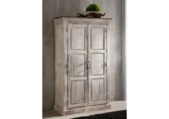 Armoire 105x50 Manguier Ciré Blanc Antique CASTLE-ANTIK #221