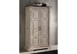 Armoire 100x50 Manguier Ciré Blanc Antique CASTLE-ANTIK #239
