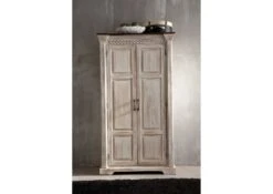 Armoire 100x50 Manguier Ciré Blanc Antique CASTLE-ANTIK #239 -Massivmoebel24 05 340 810 1049 3