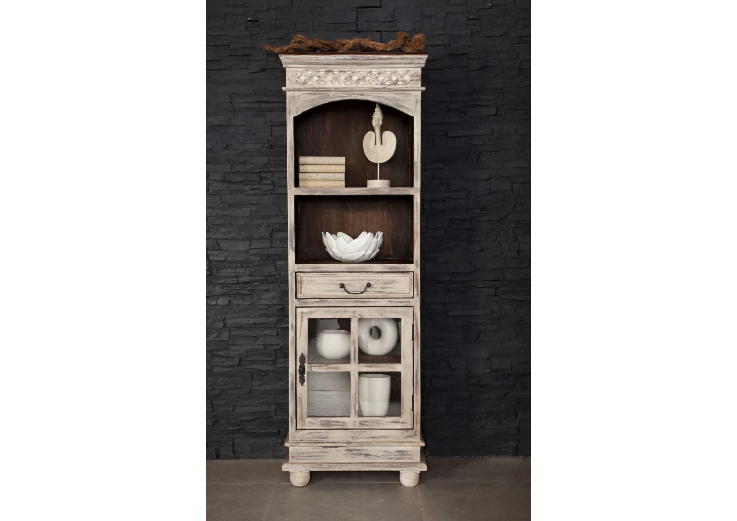 Étagère 60x40 Manguier Ciré Blanc Antique CASTLE-ANTIK #51 3 Étagère 60x40 Manguier Ciré Blanc Antique CASTLE-ANTIK #51 – Image 3