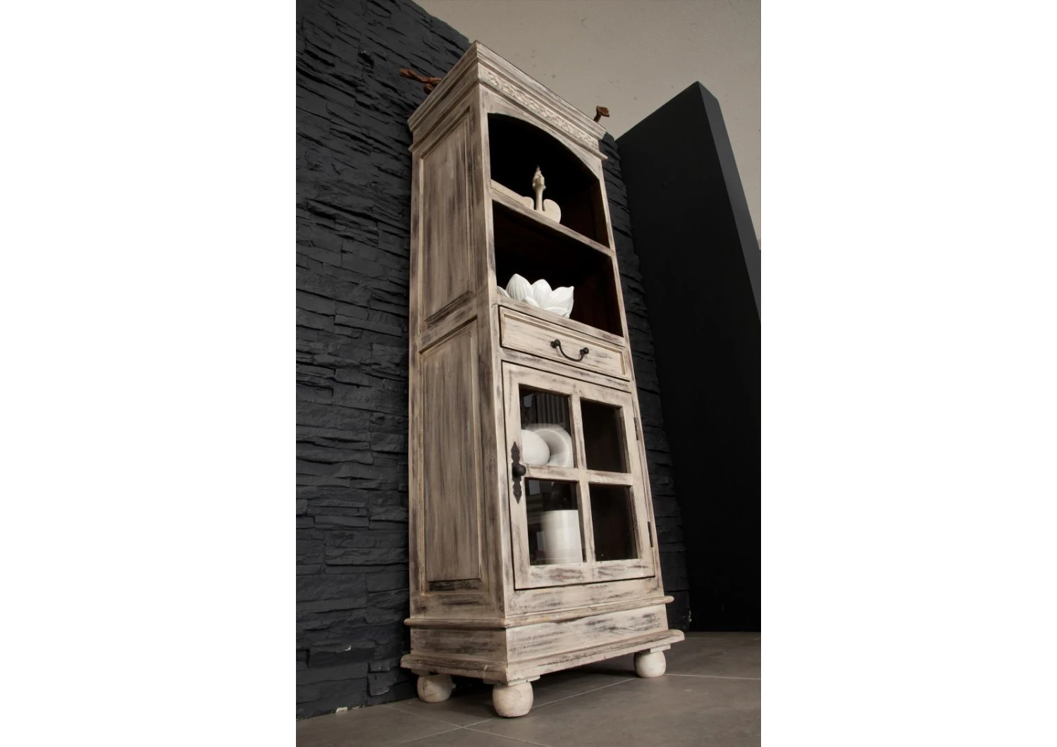 Étagère 60x40 Manguier Ciré Blanc Antique CASTLE-ANTIK #51 4 Étagère 60x40 Manguier Ciré Blanc Antique CASTLE-ANTIK #51 – Image 4