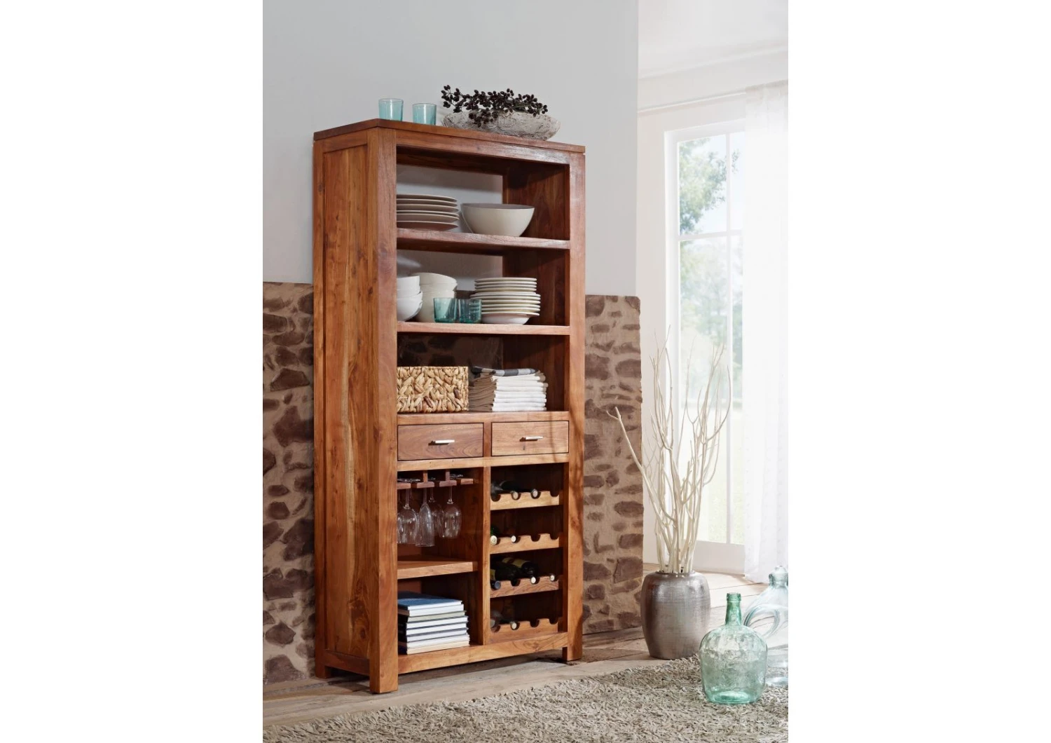 Étagère à Vin 85x36 Acacia Laqué Golden Honey SHAMAN #76 1 Étagère à Vin 85x36 Acacia Laqué Golden Honey SHAMAN #76