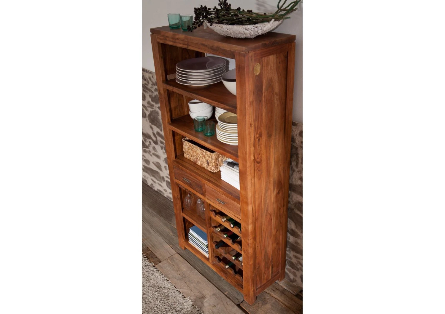 Étagère à Vin 85x36 Acacia Laqué Golden Honey SHAMAN #76 2 Étagère à Vin 85x36 Acacia Laqué Golden Honey SHAMAN #76 – Image 2