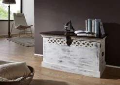 Coffre 90x50 Manguier Ciré Blanc Antique CASTLE-ANTIK #255