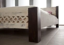 Lit Double 180x200 Manguier Ciré Blanc Antique CASTLE-ANTIK #401 -Massivmoebel24 05 638 810 1017 4