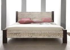 Lit Double 200x200 Manguier Ciré Blanc Antique CASTLE-ANTIK #404 -Massivmoebel24 05 638 810 1020 3