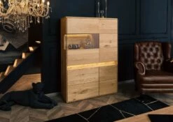 Buffet 103x43,5 Chêne Sauvage Huilé Bois Naturel CARDIFF #121 -Massivmoebel24 06 310 030 0021 3