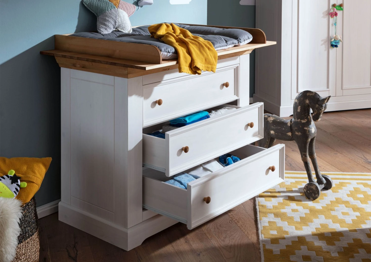 Table à Langer 109x80 Pin Ciré Blanc HANNA #13 2 Table à Langer 109x80 Pin Ciré Blanc HANNA #13 – Image 2