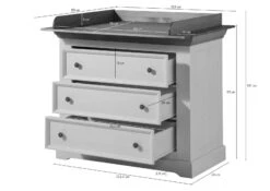 Table à Langer 109x80 Pin Ciré Blanc HANNA #13 17 Table à Langer 109x80 Pin Ciré Blanc HANNA #13 -Massivmoebel24 06 335 319 0501 8