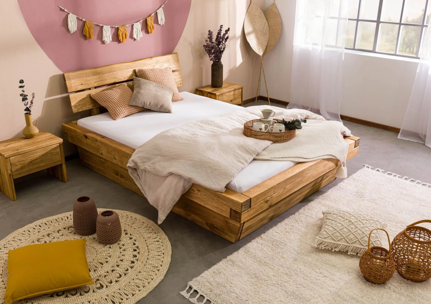 Lit à Poutre 140x200 Chêne Sauvage Huilé Naturel INNSBRUCK #140 2 Lit à Poutre 140x200 Chêne Sauvage Huilé Naturel INNSBRUCK #140 – Image 2