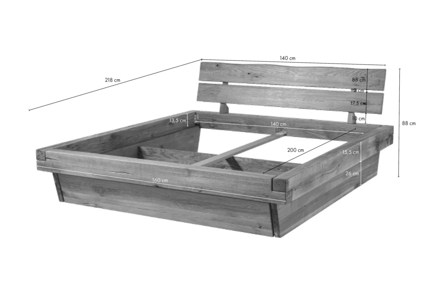 Lit à Poutre 140x200 Chêne Sauvage Huilé Naturel INNSBRUCK #140 8 Lit à Poutre 140x200 Chêne Sauvage Huilé Naturel INNSBRUCK #140 – Image 8