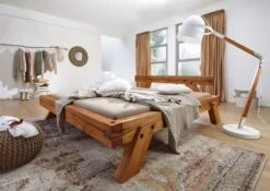 Lit En Poutres De Chêne Sauvage Huilé Naturel 140x200 - BERGEN # 140