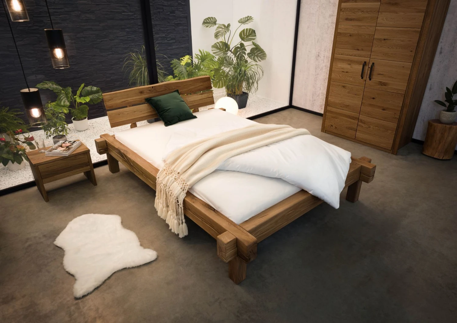 Lit Double Avec Tiroirs 140x200 Chêne Sauvage Huilé Tabac JANGALI #310 2 Lit Double Avec Tiroirs 140x200 Chêne Sauvage Huilé Tabac JANGALI #310 – Image 2