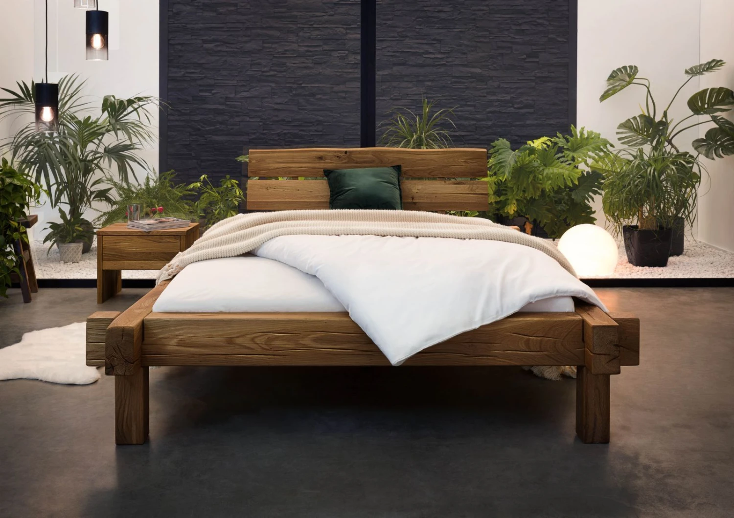 Lit Double Avec Tiroirs 140x200 Chêne Sauvage Huilé Tabac JANGALI #310 3 Lit Double Avec Tiroirs 140x200 Chêne Sauvage Huilé Tabac JANGALI #310 – Image 3