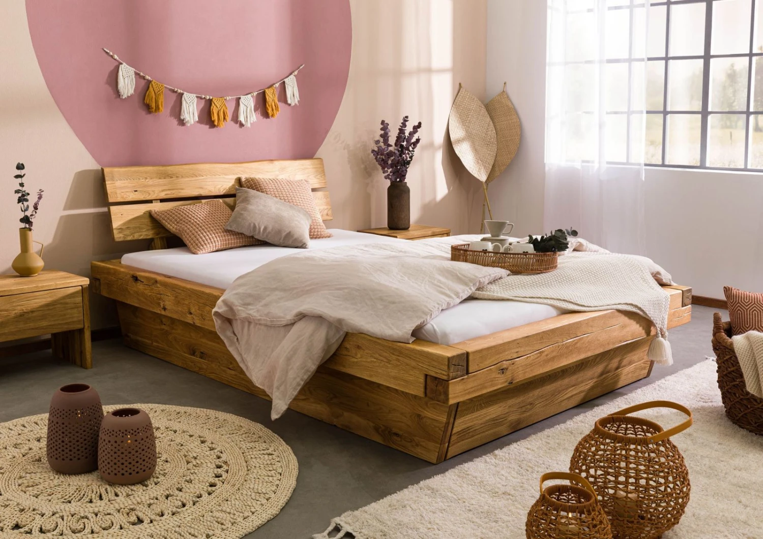 Lit à Poutre 160x200 Chêne Sauvage Huilé Naturel INNSBRUCK #160 1 Lit à Poutre 160x200 Chêne Sauvage Huilé Naturel INNSBRUCK #160