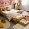 Lit à Poutre Avec Tiroirs 160x200 Chêne Sauvage Huilé Naturel INNSBRUCK #260