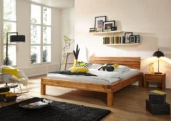 Lit Double 160x200 Chêne Sauvage Huilé Bois Naturel KRAKAU #202