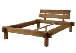 Lit à Poutre 160x200 Chêne Sauvage Huilé Tabac JANGALI #311 -Massivmoebel24 06 636 771 7211 9