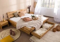 Lit à Poutre Avec Tiroirs 180x200 Chêne Sauvage Huilé Naturel INNSBRUCK #280