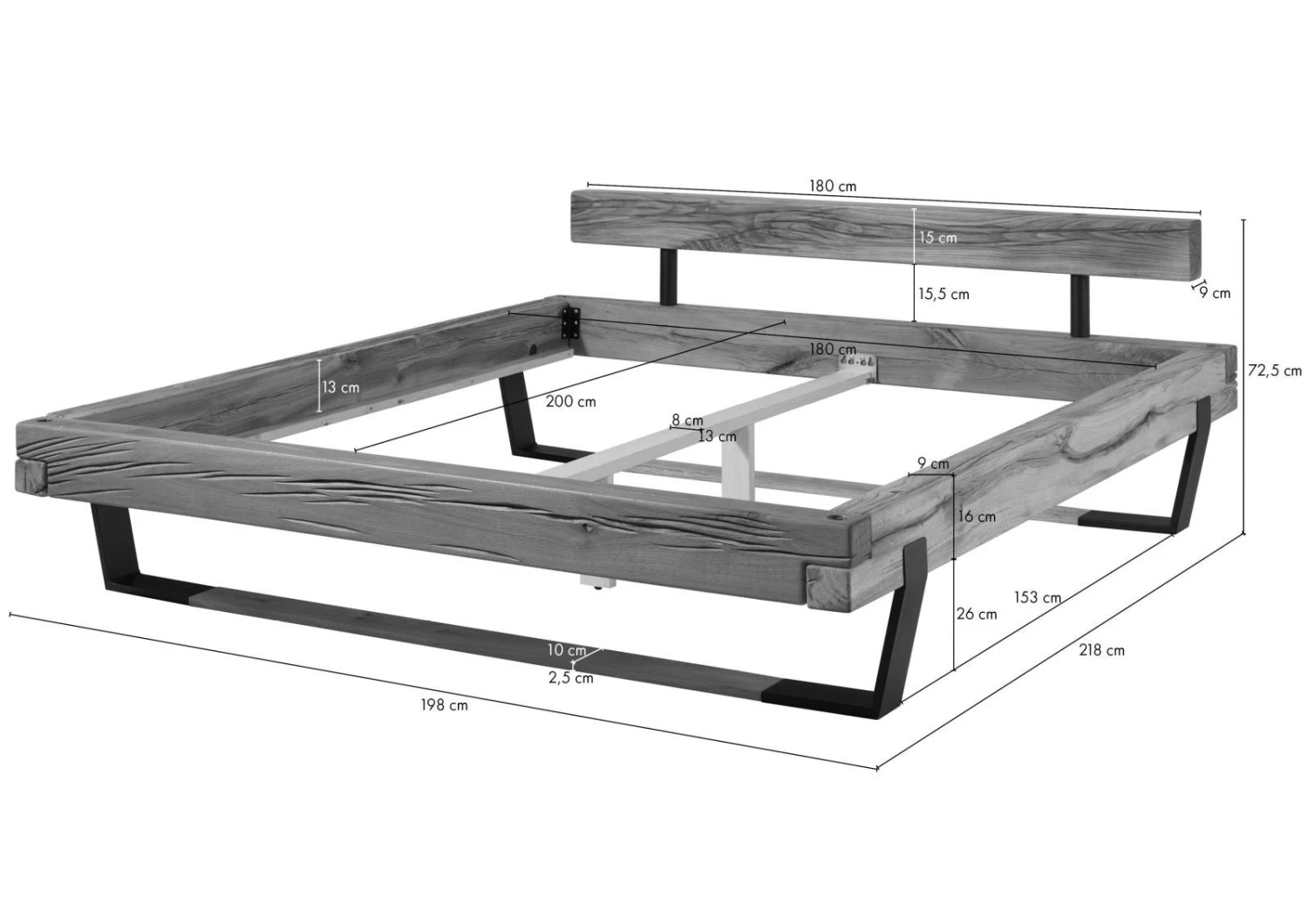 Lit En Poutres De Chêne Sauvage Huilé Naturel 180x200 - OSLO # 180 8 Lit En Poutres De Chêne Sauvage Huilé Naturel 180x200 - OSLO # 180 – Image 8