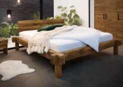 Lit Double 180x200 Chêne Sauvage Huilé Tabac JANGALI #312