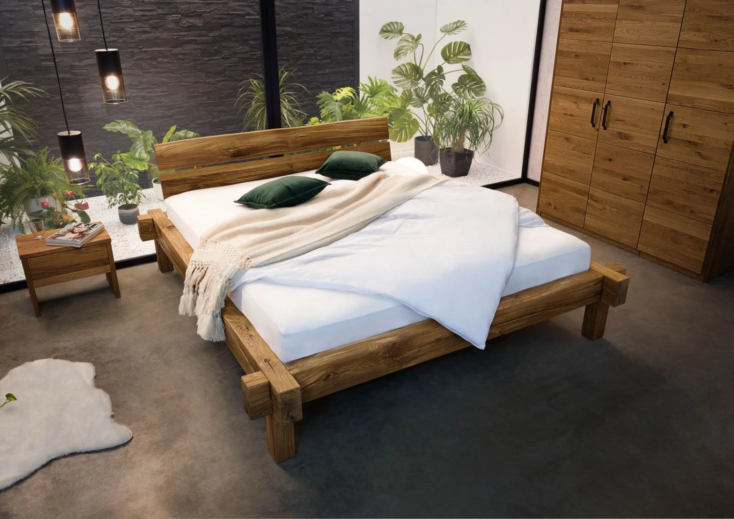 Lit Double 180x200 Chêne Sauvage Huilé Tabac JANGALI #312 2 Lit Double 180x200 Chêne Sauvage Huilé Tabac JANGALI #312 – Image 2