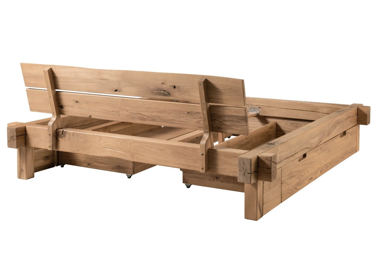 Lit Double Avec Tiroirs 180x200 Chêne Sauvage Huilé Bianco JANGALI #201 9 Lit Double Avec Tiroirs 180x200 Chêne Sauvage Huilé Bianco JANGALI #201 – Image 9