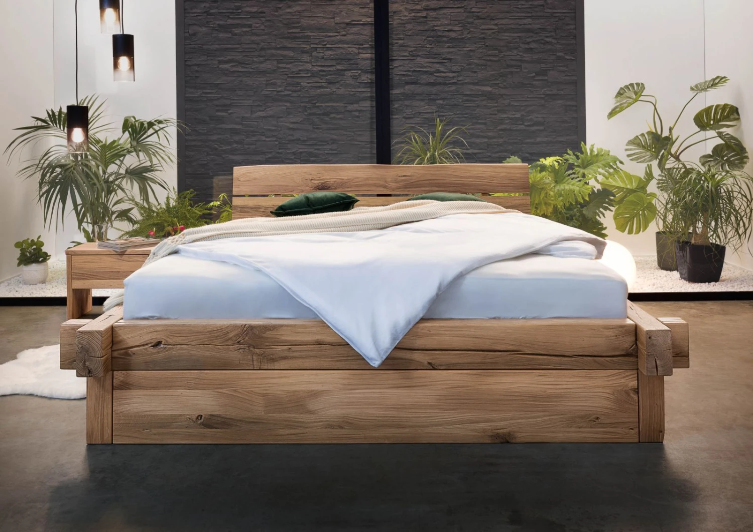 Lit Double Avec Tiroirs 180x200 Chêne Sauvage Huilé Bianco JANGALI #201 3 Lit Double Avec Tiroirs 180x200 Chêne Sauvage Huilé Bianco JANGALI #201 – Image 3