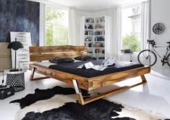 Lit Double 180x200 Chêne Sauvage Huilé Bois Naturel SALZBURG #102