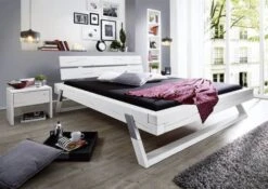 Lit Double 200x200 Épicéa Laqué Blanc VANCOUVER #716