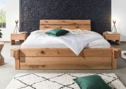 Lit Avec Tiroir 200x200 En Bois De Chêne Lombard Naturel JANGALI # 631 -Massivmoebel24 06 640 771 6031 3