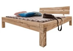 Lit Double Avec Tiroirs 200x200 Chêne Sauvage Huilé Bianco JANGALI #213 -Massivmoebel24 06 640 771 6113 9