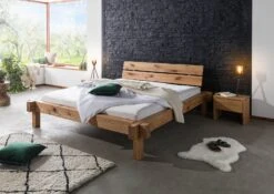 Lit 200x200 Poutre De Chêne Lombard Naturel Huilé JANGALI # 723