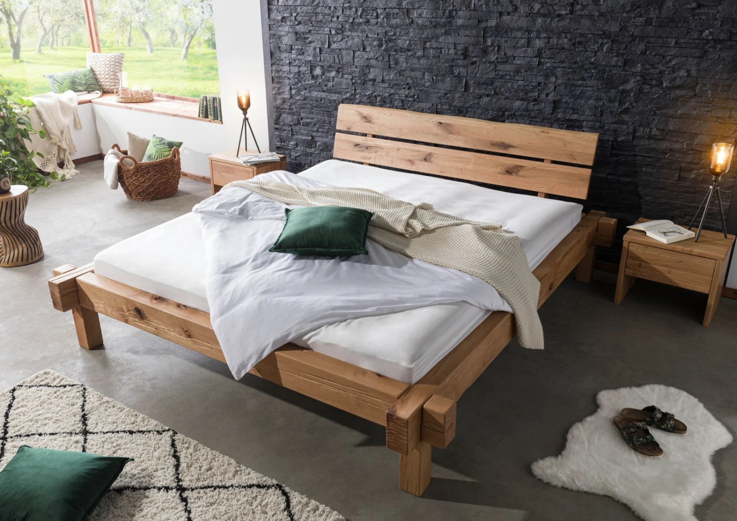 Lit 200x200 Poutre De Chêne Lombard Naturel Huilé JANGALI # 723 2 Lit 200x200 Poutre De Chêne Lombard Naturel Huilé JANGALI # 723 – Image 2