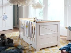 Lit Bébé Avec Tiroirs 138x73,5 Pin Ciré Blanc HANNA #17 -Massivmoebel24 06 645 319 0901 3